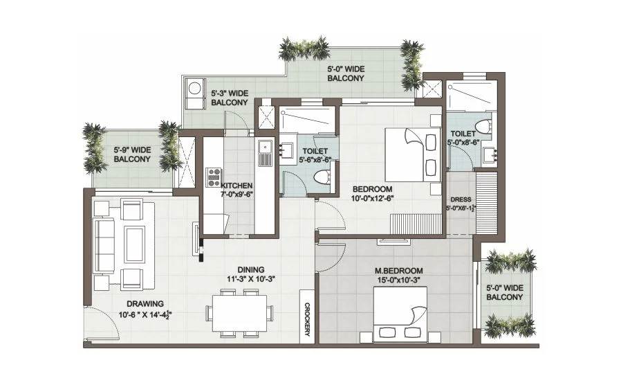 2 BHK floor plan